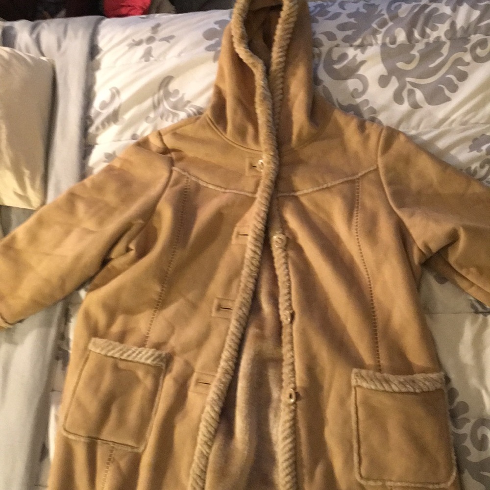 Plus size faux fur/suede Eskimo coat/jacket.